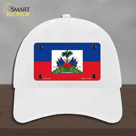 Haiti Flag Novelty License Plate Hat Unconstructed Cotton / White