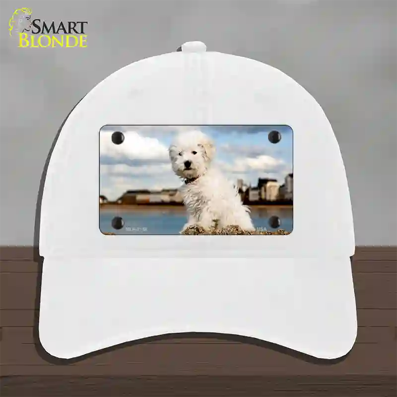 Bichon Frise Dog Novelty License Plate Hat Unconstructed Cotton / White