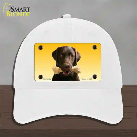 Chocolate Labrador Retriever Dog Novelty License Plate Hat Unconstructed Cotton / White