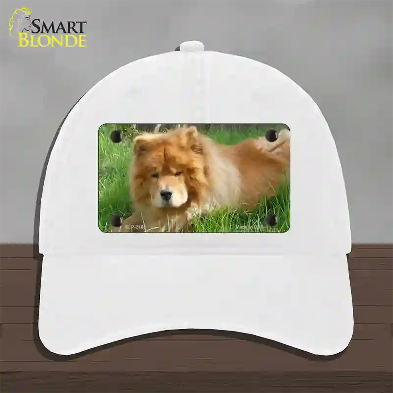 Chow Chow Dog Novelty License Plate Hat Unconstructed Cotton / White