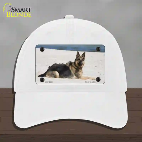 German Shepherd Dog Novelty License Plate Hat Unconstructed Cotton / White