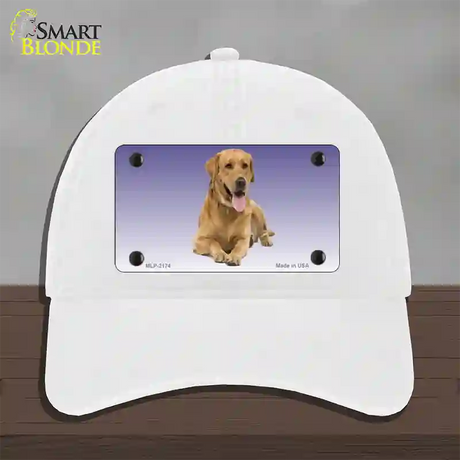 Yellow Labrador Retriever Dog Novelty License Plate Hat Unconstructed Cotton / White