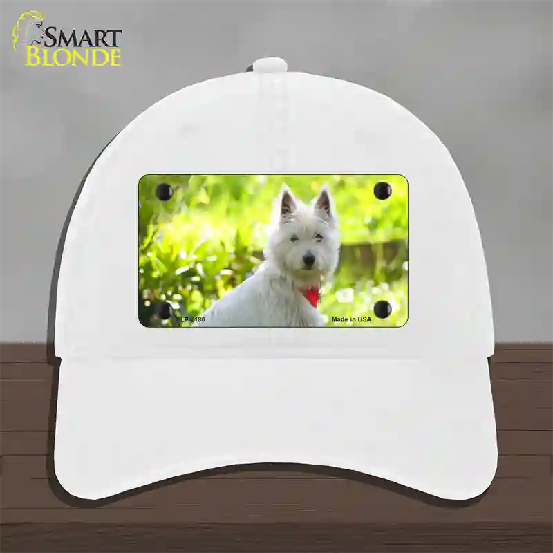 West Highland Dog Terrier Novelty License Plate Hat Unconstructed Cotton / White