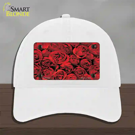 Red Roses Novelty License Plate Hat Unconstructed Cotton / White