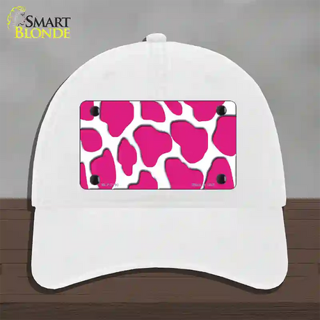 Pink White Giraffe Novelty License Plate Hat Unconstructed Cotton / White