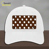 White Brown Polka DotsNovelty License Plate Hat Unconstructed Cotton / White