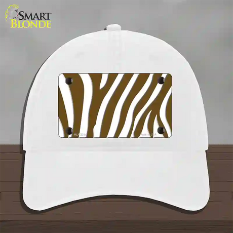 Brown White Zebra Novelty License Plate Hat Unconstructed Cotton / White