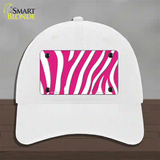 Hot Pink White Zebra Novelty License Plate Hat Unconstructed Cotton / White