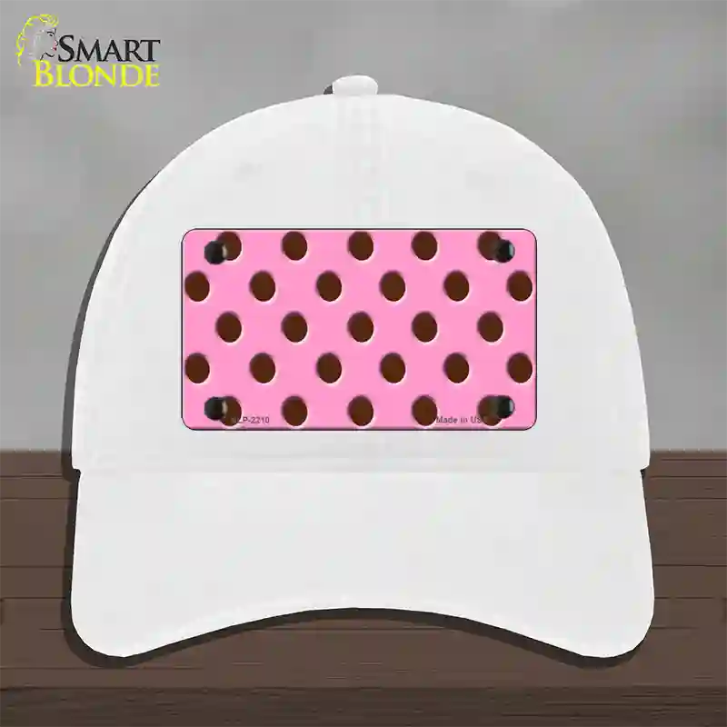 Chocolate Brown Polka Dots Pink Novelty License Plate Hat Unconstructed Cotton / White