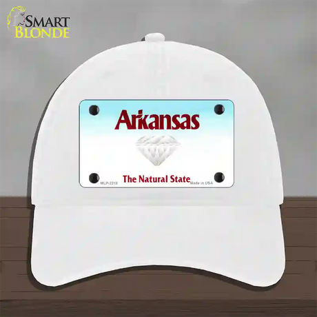 Arkansas State Novelty License Plate Hat Unconstructed Cotton / White / Arkansas Diamond (2218):https | Clean | Yes