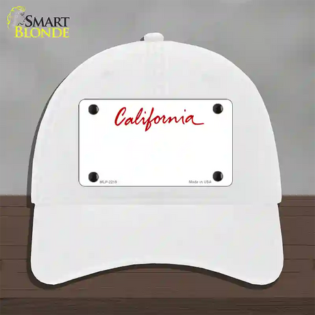 California State Blank Novelty License Plate Hat Unconstructed Cotton / White