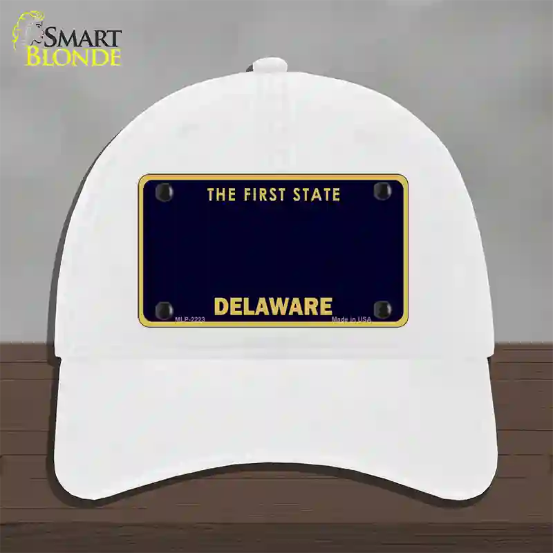 Delaware State Blank Novelty License Plate Hat Unconstructed Cotton / White