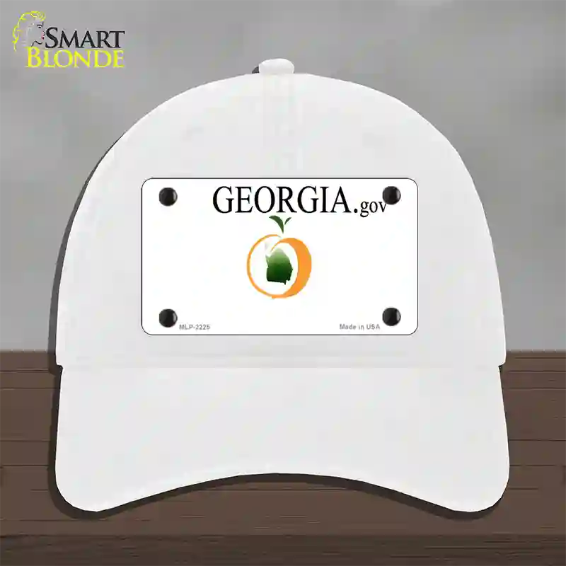 Georgia State Blank Novelty License Plate Hat Unconstructed Cotton / White