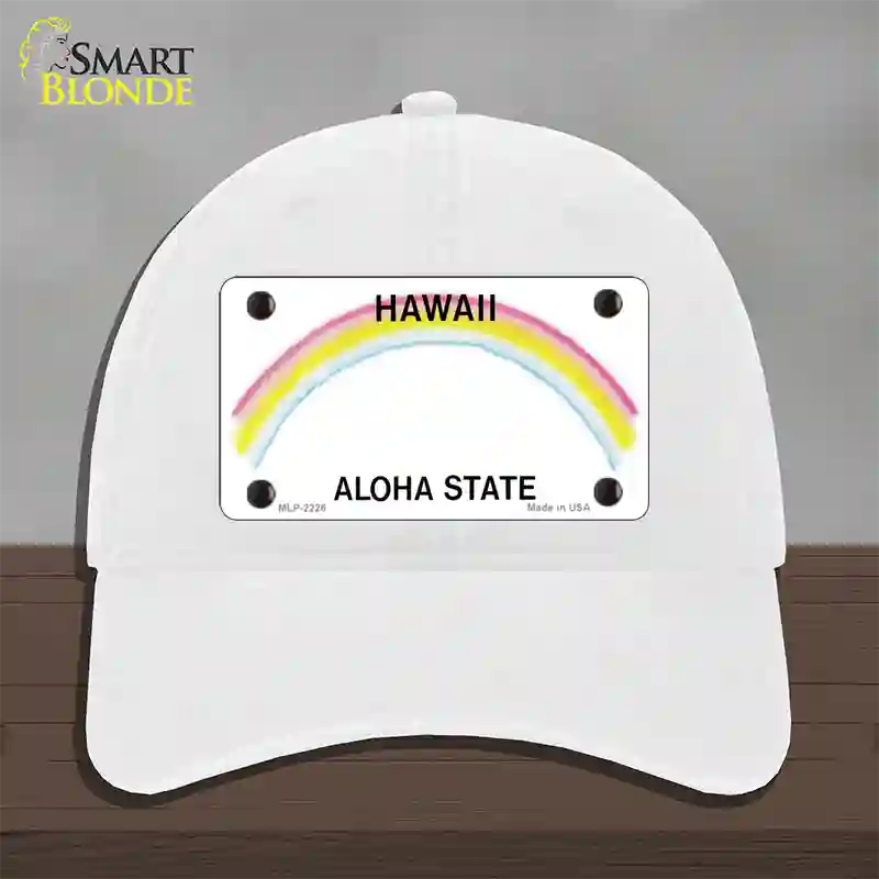 Hawaii State Blank Novelty License Plate Hat Unconstructed Cotton / White