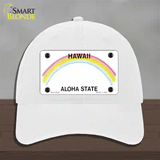 Hawaii State Blank Novelty License Plate Hat Unconstructed Cotton / White