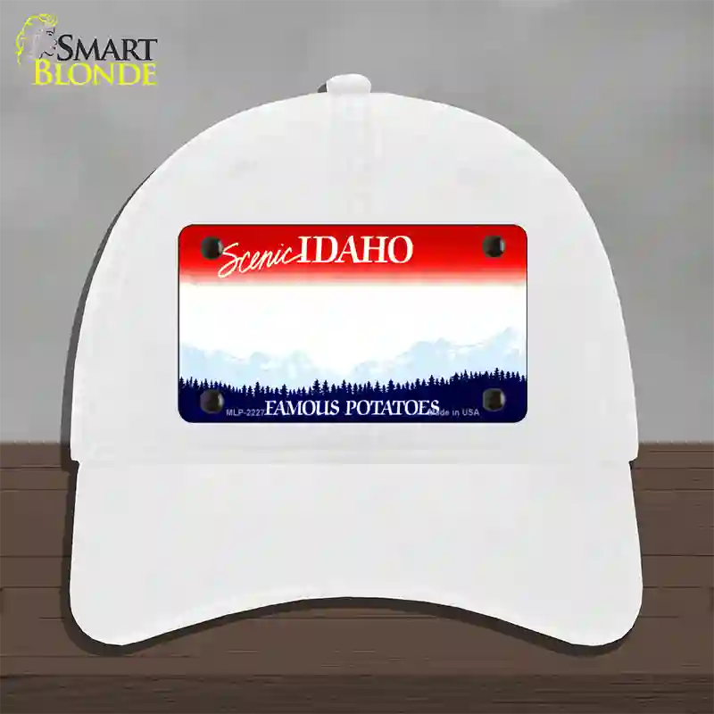 Idaho State Blank Novelty License Plate Hat Unconstructed Cotton / White