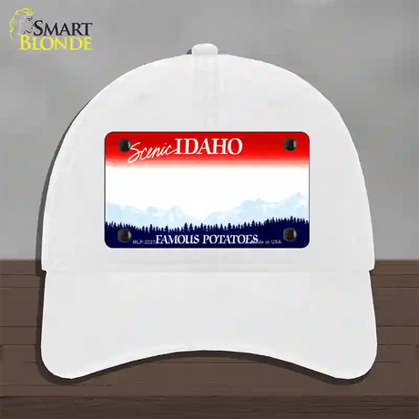 Idaho State Blank Novelty License Plate Hat Unconstructed Cotton / White