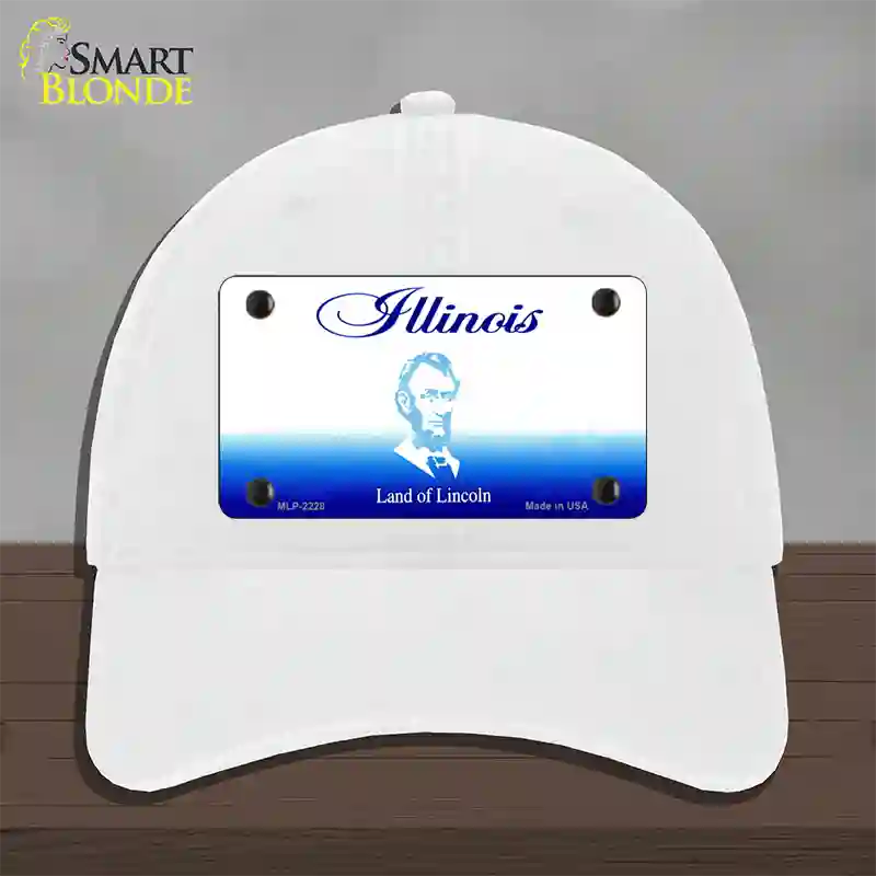 Illinois State Blank Novelty License Plate Hat Unconstructed Cotton / White