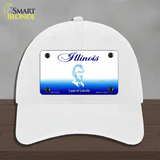 Illinois State Blank Novelty License Plate Hat Unconstructed Cotton / White