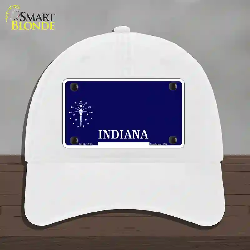 Indiana State Blank Novelty License Plate Hat Unconstructed Cotton / White