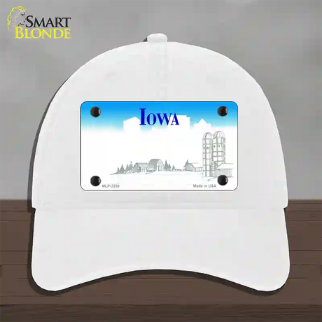 Iowa State Blank Novelty License Plate Hat Unconstructed Cotton / White