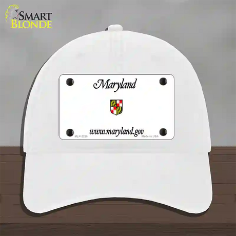 Maryland Gov State Blank Novelty License Plate Hat Unconstructed Cotton / White