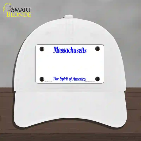 Massachusetts State Blank Novelty License Plate Hat Unconstructed Cotton / White