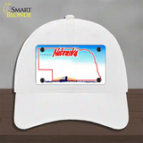 Nebraska State Blank Novelty License Plate Hat Unconstructed Cotton / White