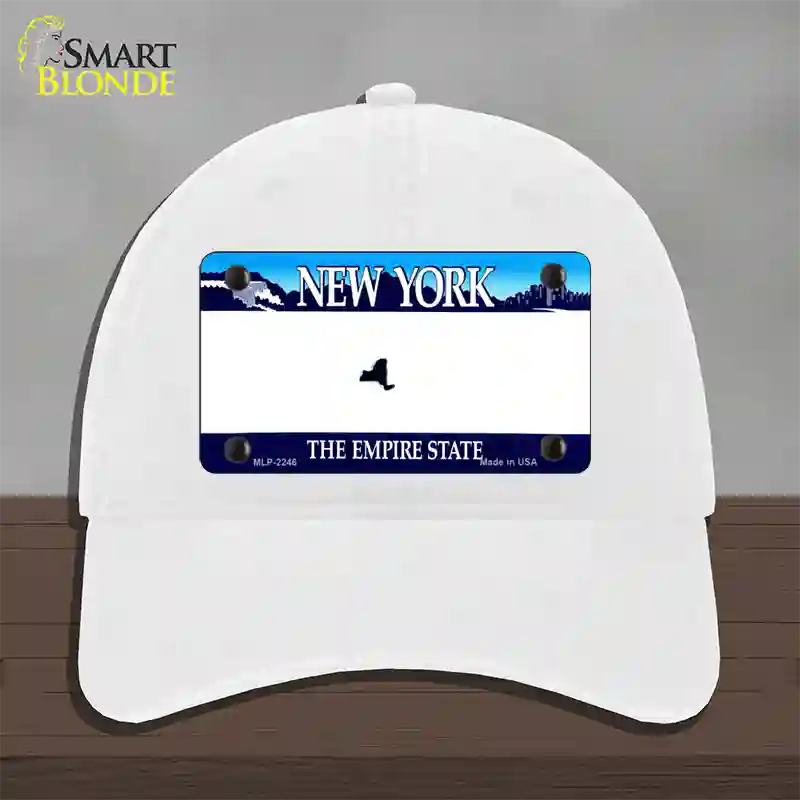 New York State State Blank Novelty License Plate Hat Unconstructed Cotton / White