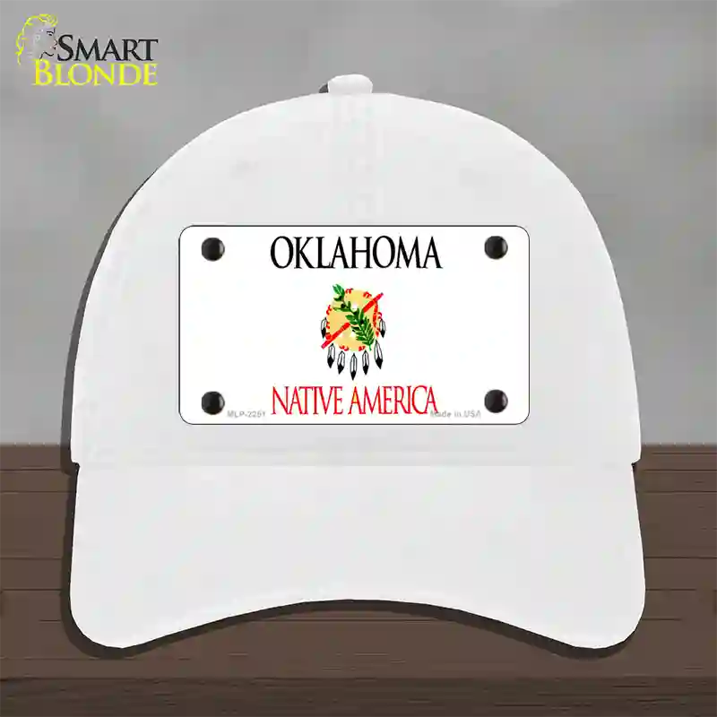 Oklahoma State Blank Novelty License Plate Hat Unconstructed Cotton / White