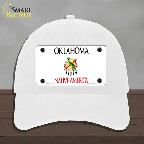 Oklahoma State Blank Novelty License Plate Hat Unconstructed Cotton / White