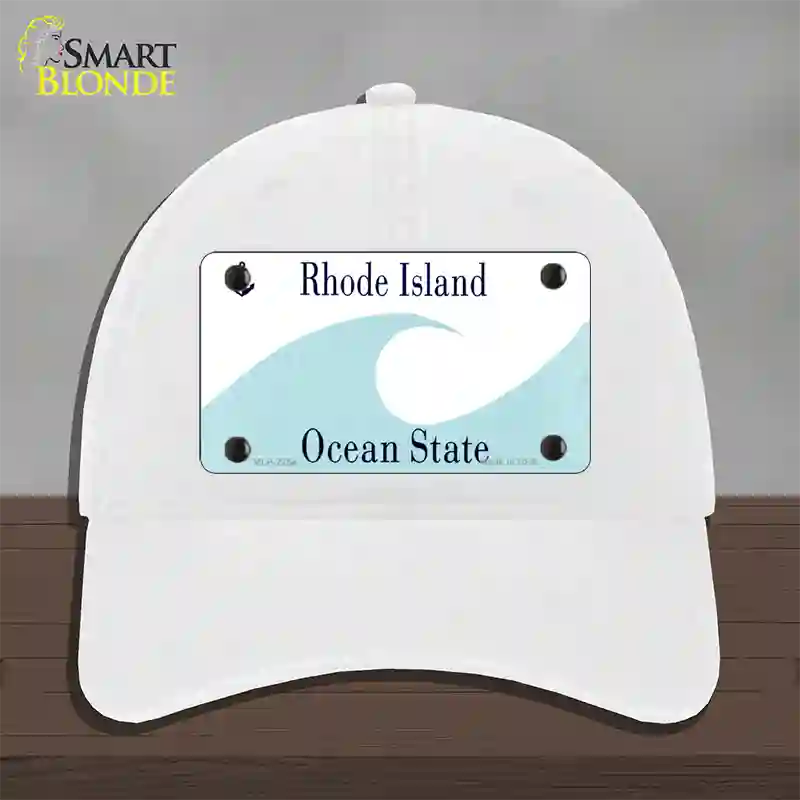 Rhode Island State Blank Novelty License Plate Hat Unconstructed Cotton / White