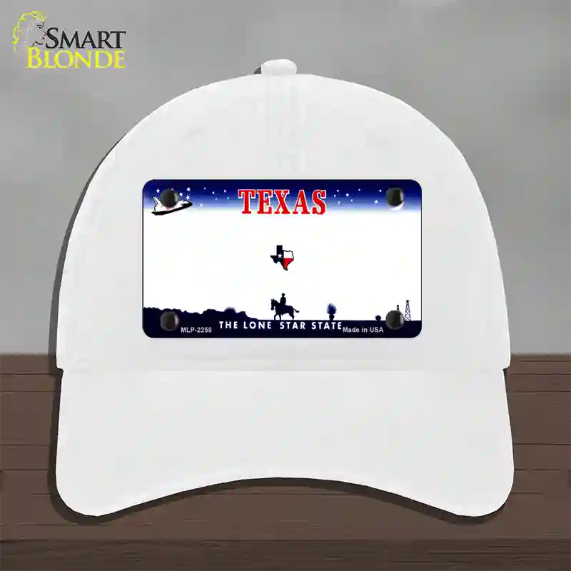 Texas State Blank Novelty License Plate Hat Unconstructed Cotton / White