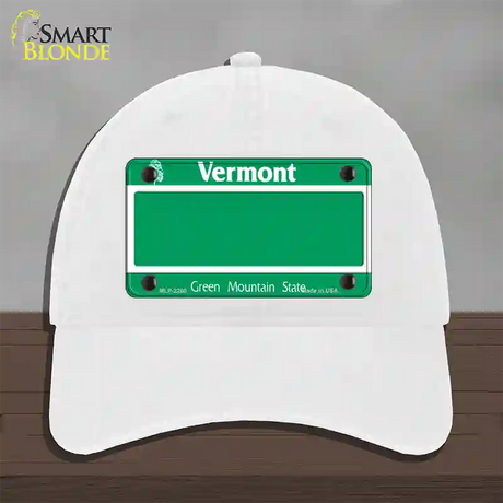 Vermont State Blank Novelty License Plate Hat Unconstructed Cotton / White