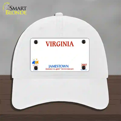 Virginia State Blank Novelty License Plate Hat Unconstructed Cotton / White