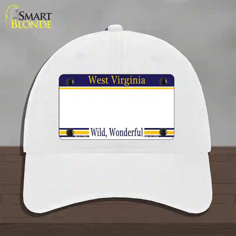 West Virginia State Blank Novelty License Plate Hat Unconstructed Cotton / White