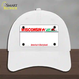 Wisconsin State Blank Novelty License Plate Hat Unconstructed Cotton / White