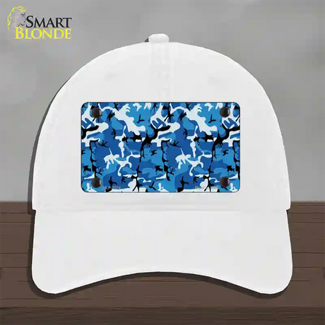 Blue Camouflage Novelty License Plate Hat Unconstructed Cotton / White