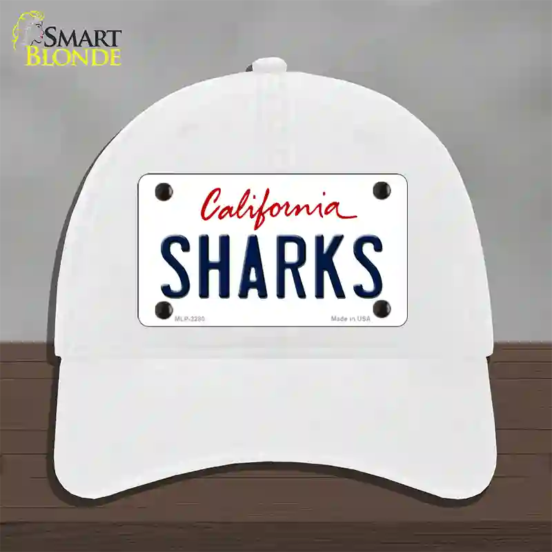 Sharks California State Novelty License Plate Hat Unconstructed Cotton / White