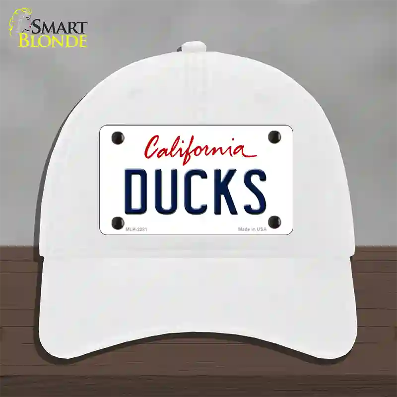 Ducks California State Novelty License Plate Hat Unconstructed Cotton / White