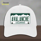 Avalanche Colorado State Novelty License Plate Hat Unconstructed Cotton / White