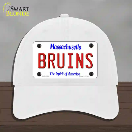 Bruins Massachusetts State Novelty License Plate Hat Unconstructed Cotton / White