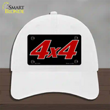 4 X 4 Black Novelty License Plate Hat Unconstructed Cotton / White