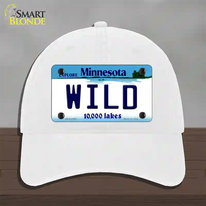 Wild Minnesota State Novelty License Plate Hat Unconstructed Cotton / White