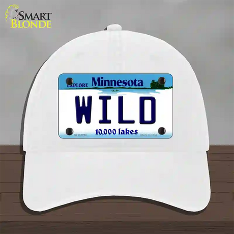 Wild Minnesota State Novelty License Plate Hat Unconstructed Cotton / White