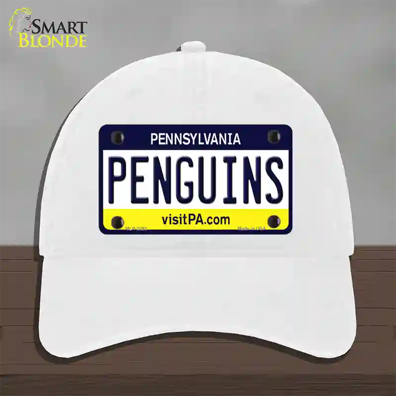 Penguins Pennsylvania State Novelty License Plate Hat Unconstructed Cotton / White