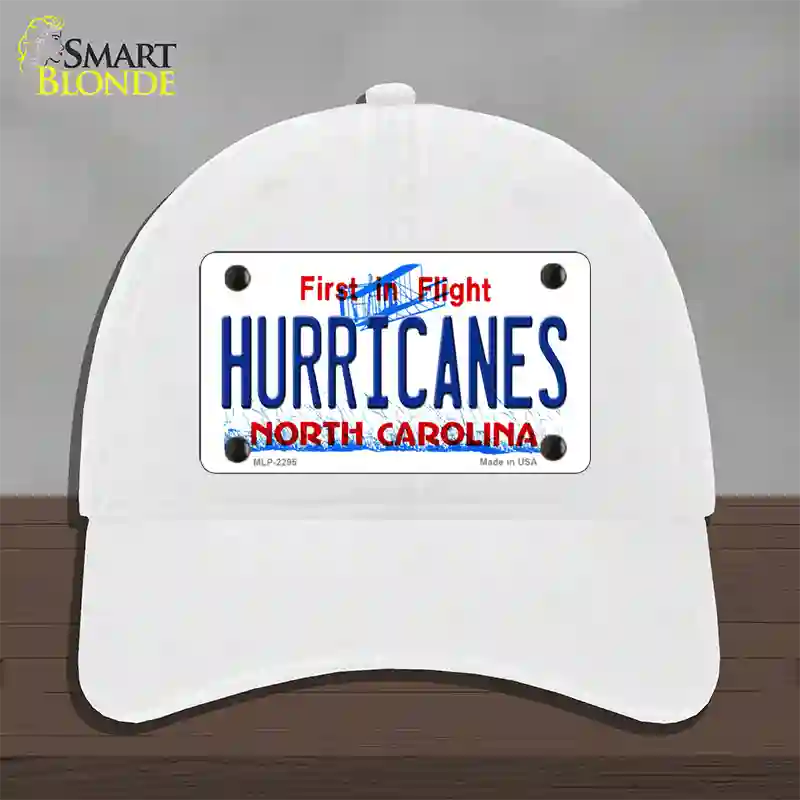 Hurricanes North Carolina State Novelty License Plate Hat Unconstructed Cotton / White