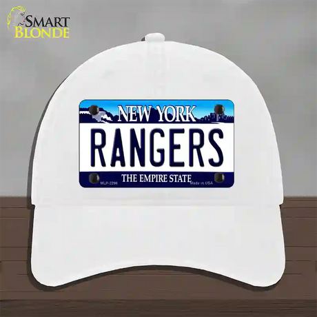 Rangers New York State Novelty License Plate Hat Unconstructed Cotton / White