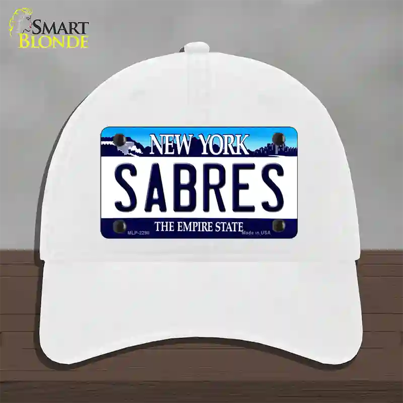 Sabres New York State Novelty License Plate Hat Unconstructed Cotton / White