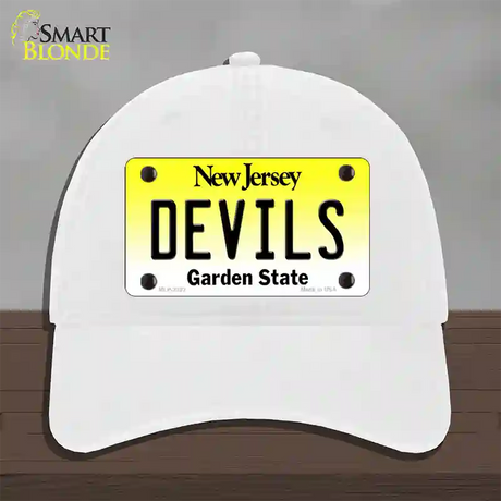 Devils New Jersey State Novelty License Plate Hat Unconstructed Cotton / White